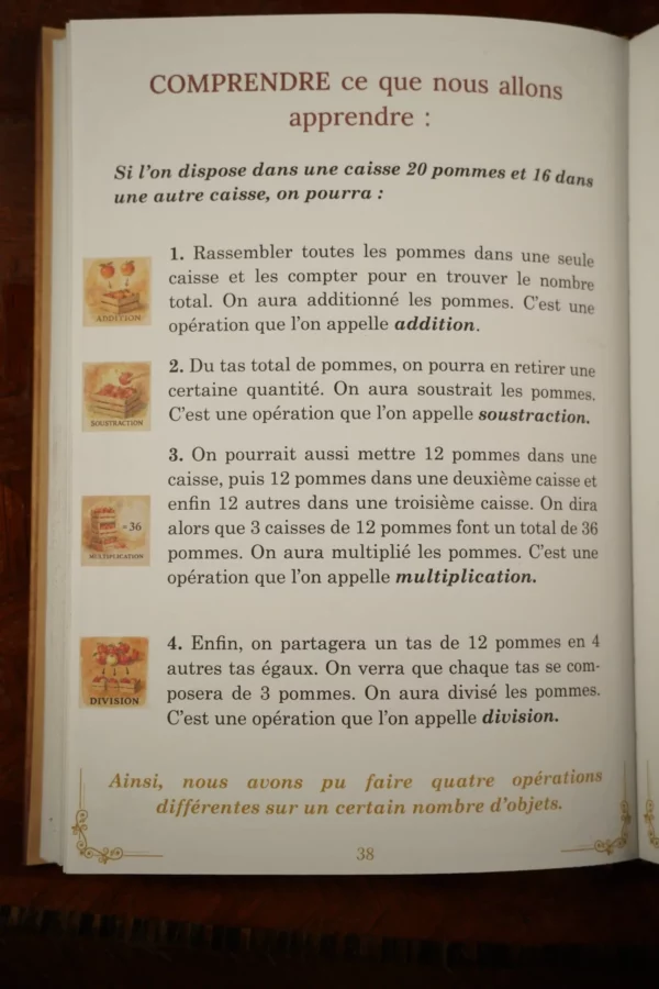 Photo d'une page du premier livret d'arithmétique des Éditions d'Autrefois